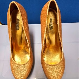 Charlotte Russe gold high heels glitter party shoes size US 9